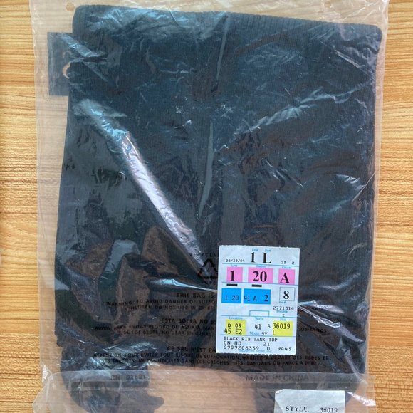 SILK-CASHMERE BLACK RIBBED TANK TOP woman's L NWT - Picture 2 of 5
